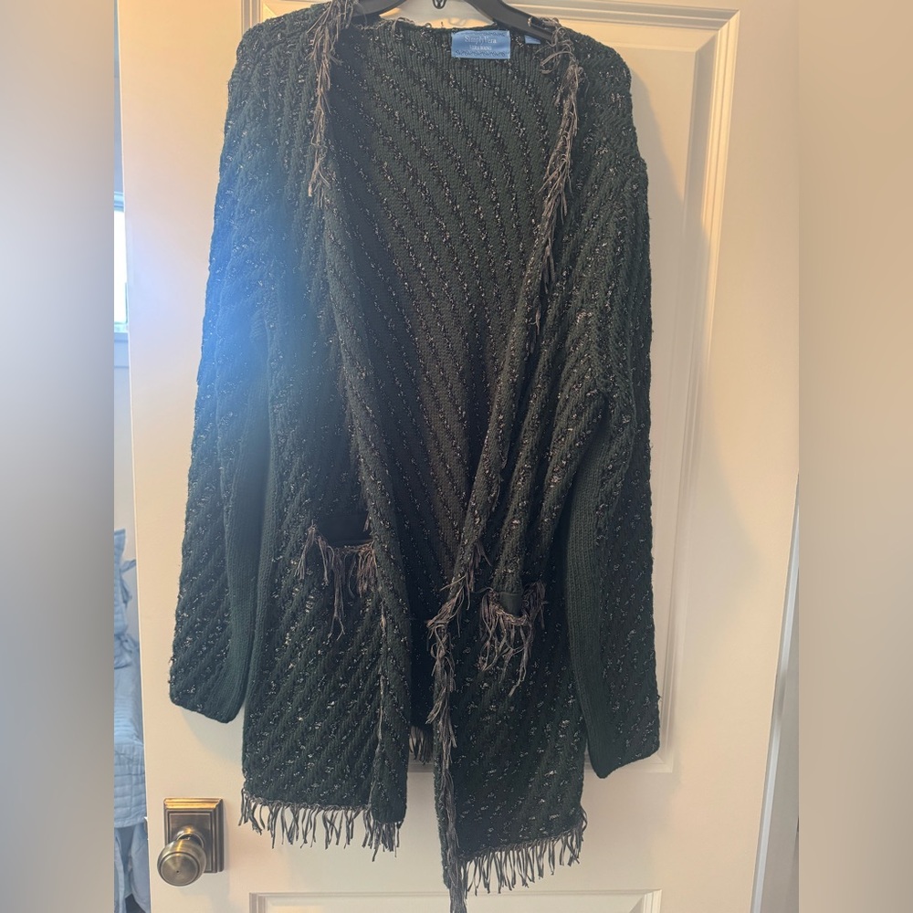 Simply Vera Vera Wang Dark Green and Black Knit Sweater